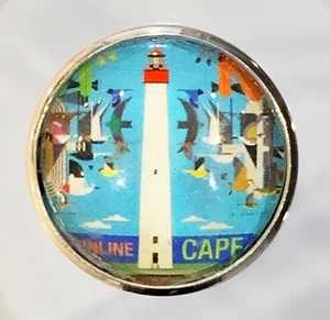 Charley Harper Lighthouse Cape May Shore Song Birds 1" Glass Sewing Button CH610 - Picture 1 of 2