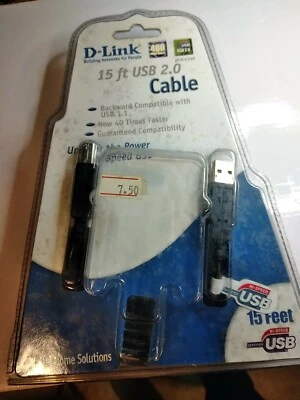 Cavo USB High Speed 15 Ft D Link 480 Mbps A B - Immagine 1 di 2