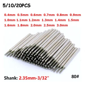 0.4mm-3mm Diamond Coated Tipped Drill Bit Shank 3/32'' For Tile Jewellery Glass - Picture 1 of 5