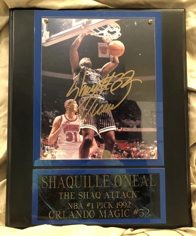 Shaq O'Neal Autograph Signed Plaque Orlando Magic #1 Draft Pick! Cover