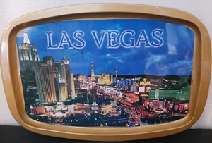 Vintage Las Vegas Strip Large Gold Serving Tray Souvenir Collectible 15"x10.25" - Picture 1 of 10
