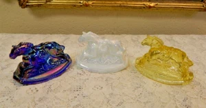 Vintage GUERNSEY Mosser ROCKY JR Rocking Horse CARNIVAL & Yellow Glass - Picture 1 of 8