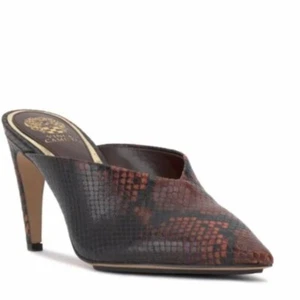NEW $165 Vince Camuto Bridget brown black faux snake Animal Print Mule heels 10 - Picture 1 of 8