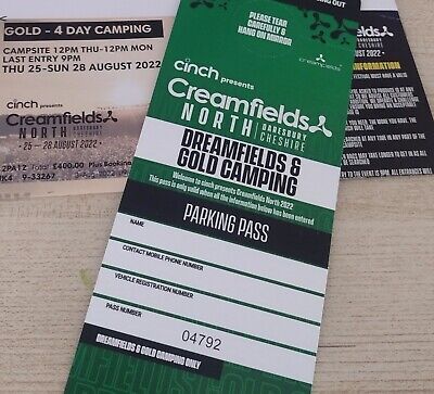 Creamfields 4 Day Gold Camping Ticket And Parking Pass 25th Anniversary • 248.41£