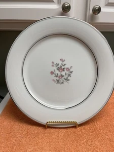 Noritake Stanton 5407 Platinum Gray Bands Pink Roses 10 1/2" Dinner Plate(s) NEW - Bild 1 von 4