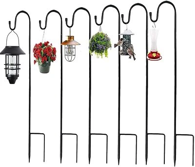 4/6Pcs Shepherd Crook Hook Hanging Bird Feeder Pole Garden Plants Basket Lantern - Image 1 of 4