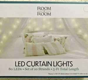 Room 2 Room Curtain Lights LED Curtain Lights 80 Led 10 Strands 5ft Total Length - Picture 1 of 3