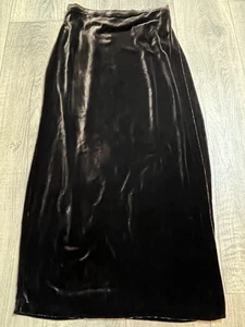 Falda recta envolvente Eileen Fisher marrón terciopelo mezcla seda talla L espalda elástica midi - Imagen 1 de 6