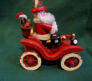 Vintage Kurt S Adler 1982 Babbo Natale in legno guida antico modello un ornamento auto - Foto 1 di 13