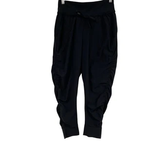 Athleta schwarze geraffte Jogginghose Trainingshose Leggings Damen 2 Freizeit sportlich  - Bild 1 von 11