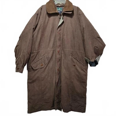 Rainforest Brown Down Parka Coat Men's L Long Jacket Leather Trim Heavyweight - Image 1 of 4