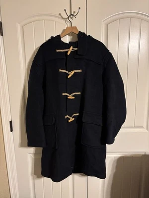 Abrigo de lona vintage con capucha 100 % lana azul marino Gloverall para hombre talla XL Foto 1 de 4