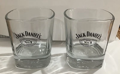 TWO JACK DANIELS OLD No 7 BRAND EMBOSSED SPIRIT GLASSES - image 1 of 4