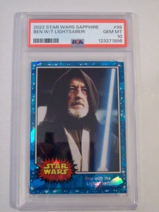 2022 Topps Star Wars Chrome Sapphire Ben with Lightsaber #99 PSA 10 Gem Mint .99 - Picture 1 of 4