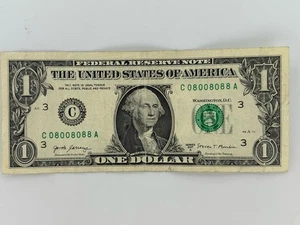 $1 Federal Reserve note LUCKY 8's - Picture 1 of 4