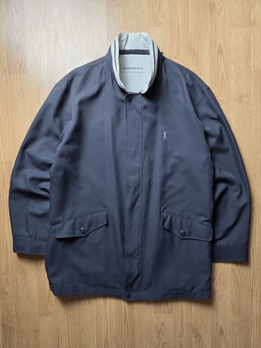SAINT LAURENT (YSL) Giacca Harrington Vintage YSL Reversibile Navy Crema (M)