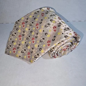 VINTAGE Via Veneto Cream with black/red/yellow flowers Polyester Men's Tie - Picture 1 of 6