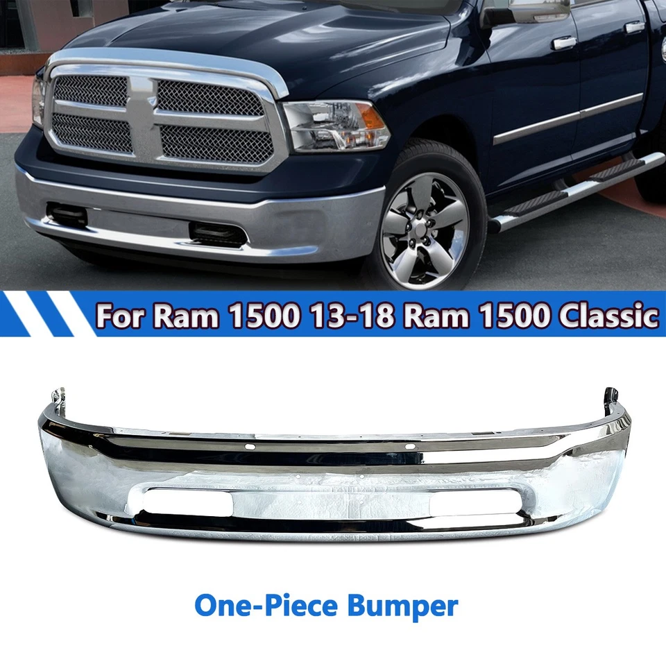 Chrome Front Bumper Face Bar W/O Fog Light Holes For Ram 1500 Classic 2013-2024 - Image 1 of 4