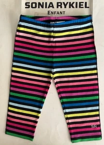 RYKIEL ENFANT VINTAGE SZ 6A MULTI COLOR STRIPED  100% COTTIN CAPRI NWT - Picture 1 of 8