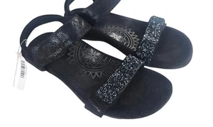 Aetrex Women's Maria Jeweled Black Quarter Strap Sandal 9/9 1/2 109.95 Msrp - Picture 1 of 7