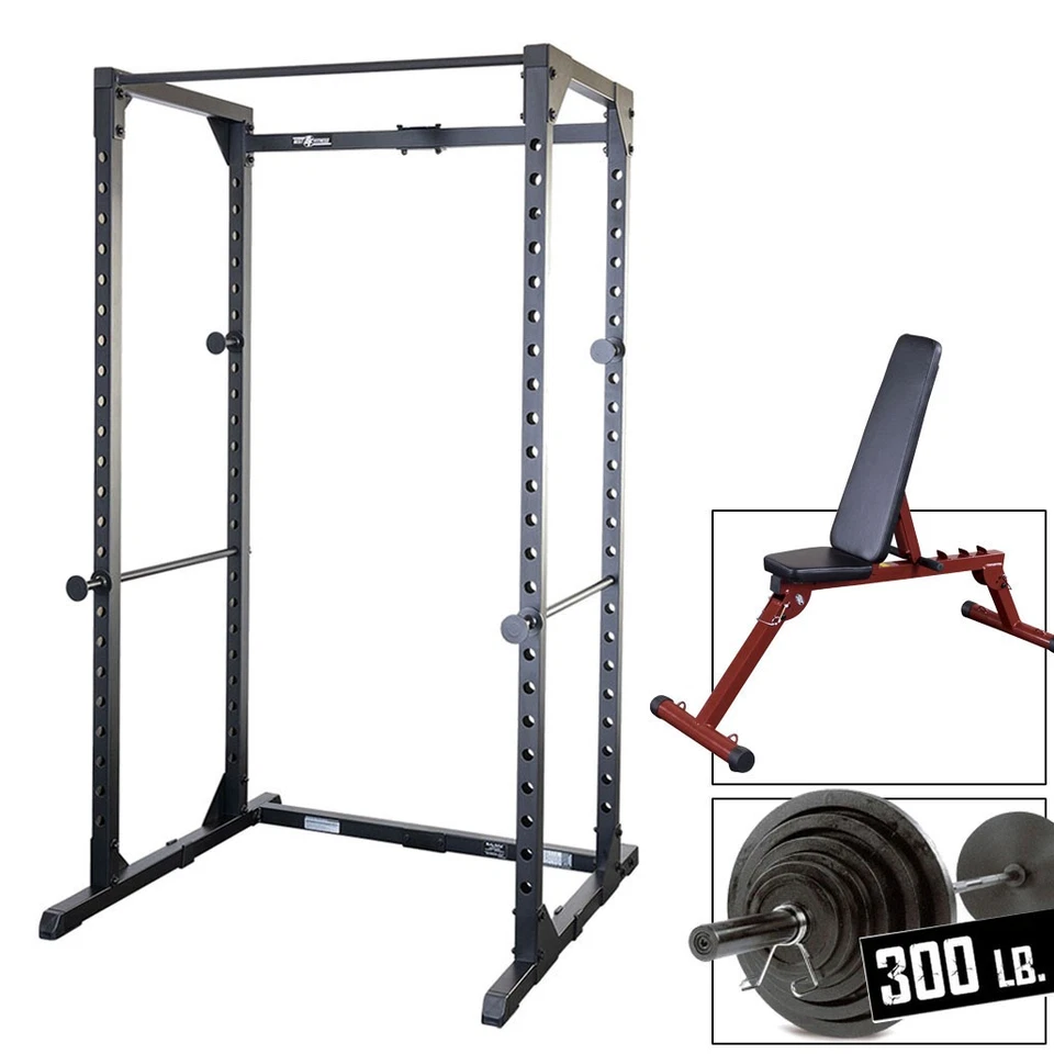 Best Fitness Power Rack con Banco Plegable y 300lb. Juego de pesas Foto 1 de 1