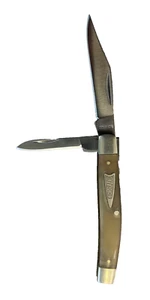 Schrade 33SBH Smooth Brown Tan Buffalo Horn 2 Blade Jack Pocket Knife Excellent - Picture 1 of 13