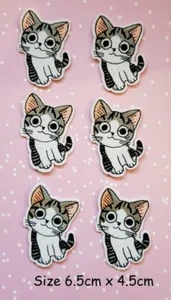 6 Iron On Embroidered Kitty Cat Patches Kitten IR3 - Picture 1 of 2