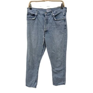 Pantalones de mezclilla recortados rectos para mujer Agolde, talla 29, Zephyr Riley, talla grande, con cremallera mosca, defectuosos - Imagen 1 de 10