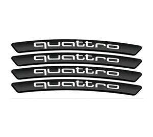4xAudi Quattro Emblem Logo Felgen S-line Aufkleber Sticker 90mmx7,5mm Schwarz - Bild 1 von 4