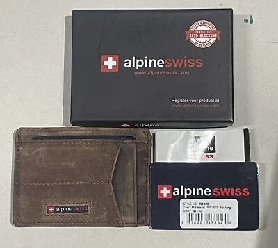 ALPINESWISS MINIMALIST FPW RFID BLOCKING MENS SLIM WALLET CARD HOLDER - Image 1 of 2