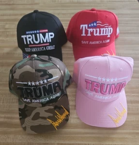 LOT OF 4 ASSORTED Trump Hats Trump 2024 Save America Again, Keep America Great 5 - Picture 1 of 12