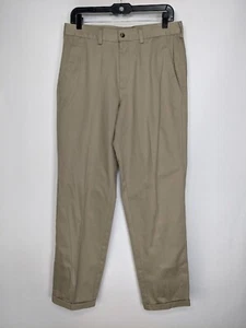 Nordstrom Khaki Tan Twill Tapered Leg Cuffed Chino Pants Size 30x32 - Picture 1 of 5