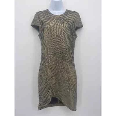 Vestido Ronny Kobo Rasgado para Mujer L Dorado Brillante Mini Fiesta Cóctel Diseñador Foto 1 de 4