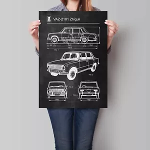 VAZ-2101 Zhiguli Car Poster Lada 1500 Retro Patent Blueprint - Picture 1 of 5