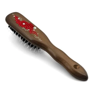 Boar Bristle Hair Brush HBMB-15.3 created with Swarovski@ Crystals "Breeze Red" - Picture 1 of 4
