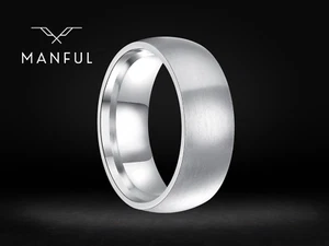 Silber Titan Band einfach gebürstet Kuppel minimalistisch Schmuck Herren Geschenk - Bild 1 von 8