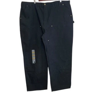 New Carhartt Loose Fit Pants Men 50 x 30 Black Firm Duck Double Knee Made in USA - Picture 1 of 16