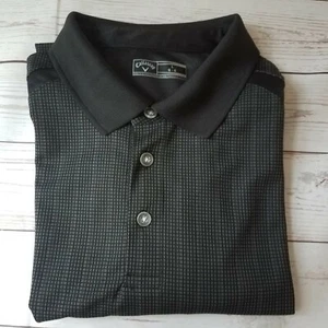 Callaway Mens Golf Polo Shirt Top LARGE Black Block Print EXCELLENT Condition - Picture 1 of 10