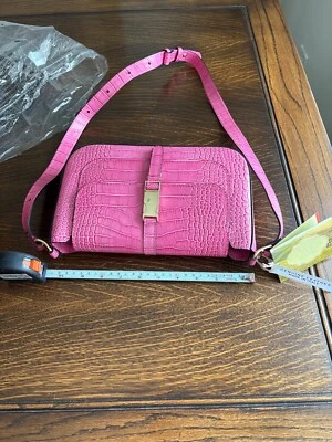 Tuscany leather/ Pink python embos/ Italian Leather  Shoulder Bag/ made In Italy - Image 1 of 4