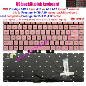 Neue US Tastatur mit Hintergrundbeleuchtung für MSI Prestige 14 A10 A10M A10SC A10RB MS-14C1 Laptop - Bild 1 von 3
