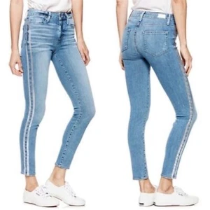 Paige Hoxton Ankle Light Wash Silver Tuxedo Striped Jeans Size 27 NWT - Picture 1 of 10