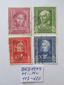 BRD - 1949, 14.Dez. Wohlfahrt, Helfer der Menschheit. Mi.Nr.117 - 120 gest.° - Bild 1 von 2