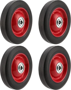 PINGEUI 4 PCS 6 Inch Solid Rubber Tire, Flat Free Solid Rubber Wheels, Hand Truc - Picture 1 of 12