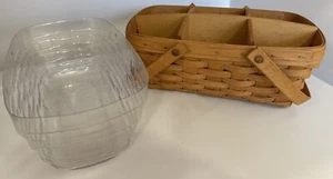 Longaberger basket with dividers and plastic liner Double handles 1995  READ - Picture 1 of 20