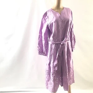 NUEVO CON ETIQUETAS Talbots Colocado Ojales Calce y Acampanado Vestido Camisa Vestido Talla 12 Cinturón Púrpura Ne - Imagen 1 de 7