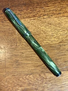 Vintage Everfeed Fountain Silver Palladium Nib Green Marbled plastic c1940s - Picture 1 of 10