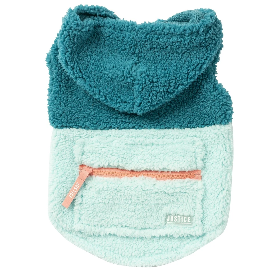 Justice Hoodie Dog Cat Pet XS Tie Dye Sherpa Sweater Dog Clothes Zippered Pocket - Image 1 of 4