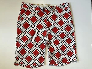 Loud Mouth Golf Shorts Mens 36” Red Argyle Geometric Loudmouth John Daly EUC - Picture 1 of 6