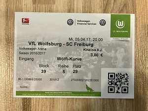 Sammlerticket Bundesliga VfL Wolfsburg SC Freiburg 05.04.2017 - Bild 1 von 2