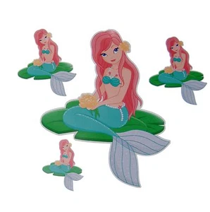 Sea Mermaid Wall Window Fabric Removable Re-Postional Set of 4 Decals Stickers - Picture 1 of 4
